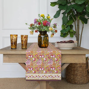 Pomegranate Garden Plum & Ochre Table Runner