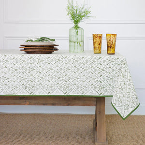 Sea Ferns & Domino Hunter Green Tablecloth